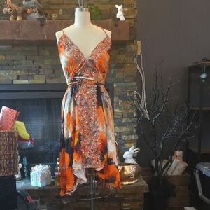 Orange and Black Women's Dress